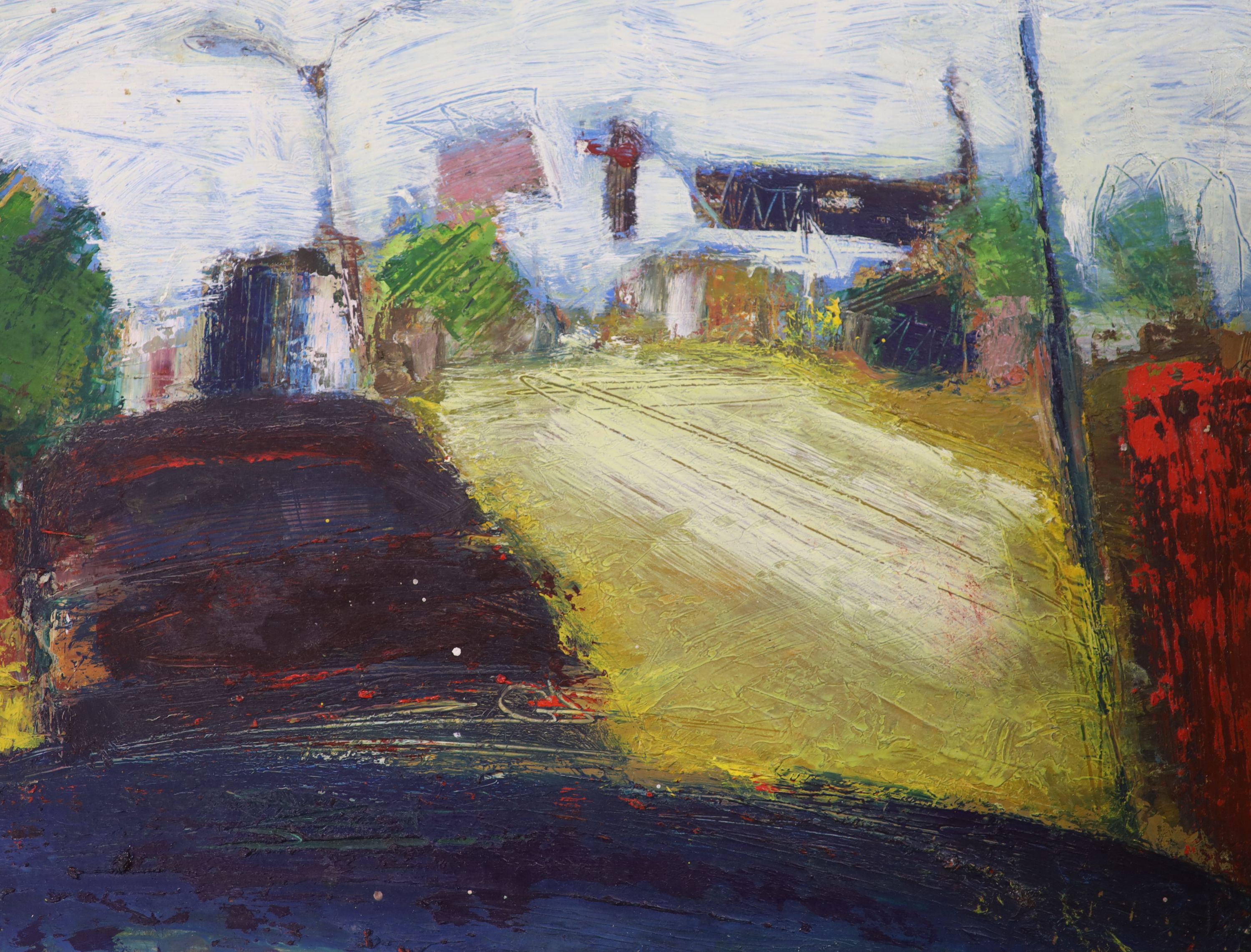 Susan Light (b.1954), oil on panel, 'Through the windscreen 1991', signed verso, 22 x 28cm, unframed